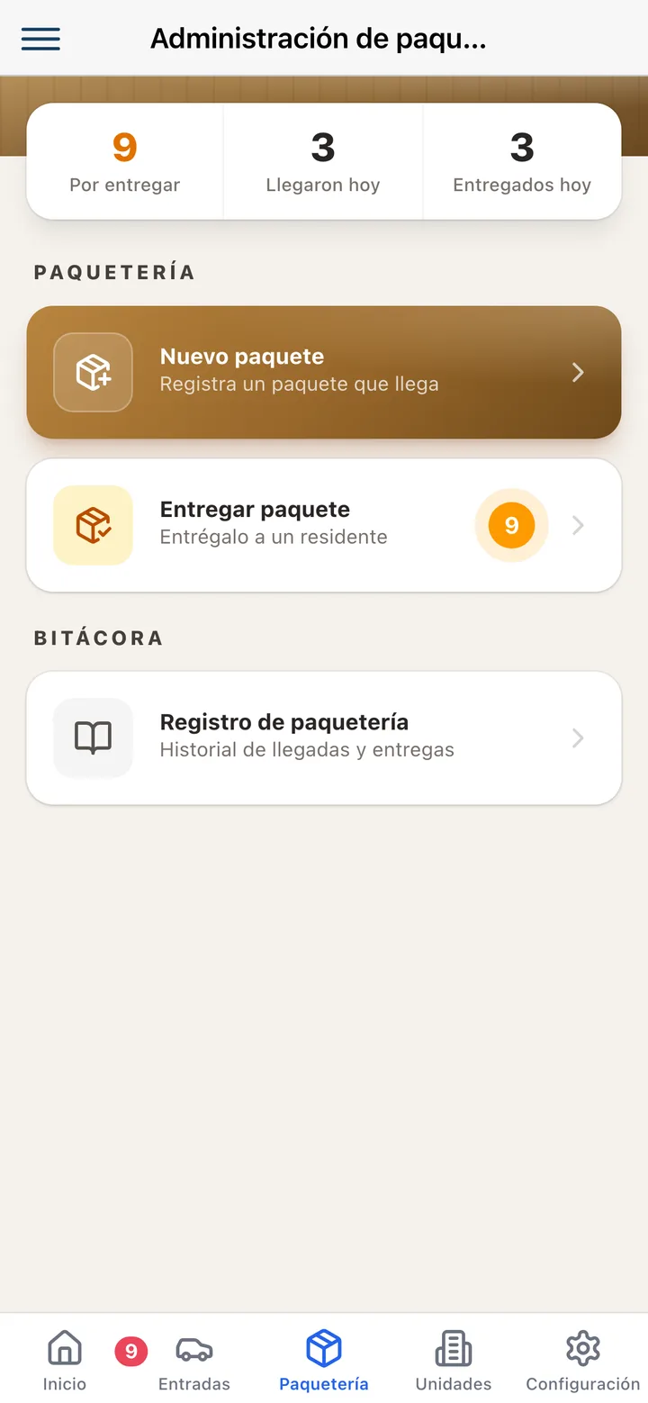 App de vigilancia Koti: recepción y entrega de paquetería