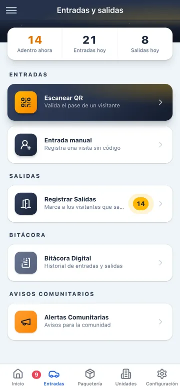 App de vigilancia Koti: entradas, salidas y bitácora digital