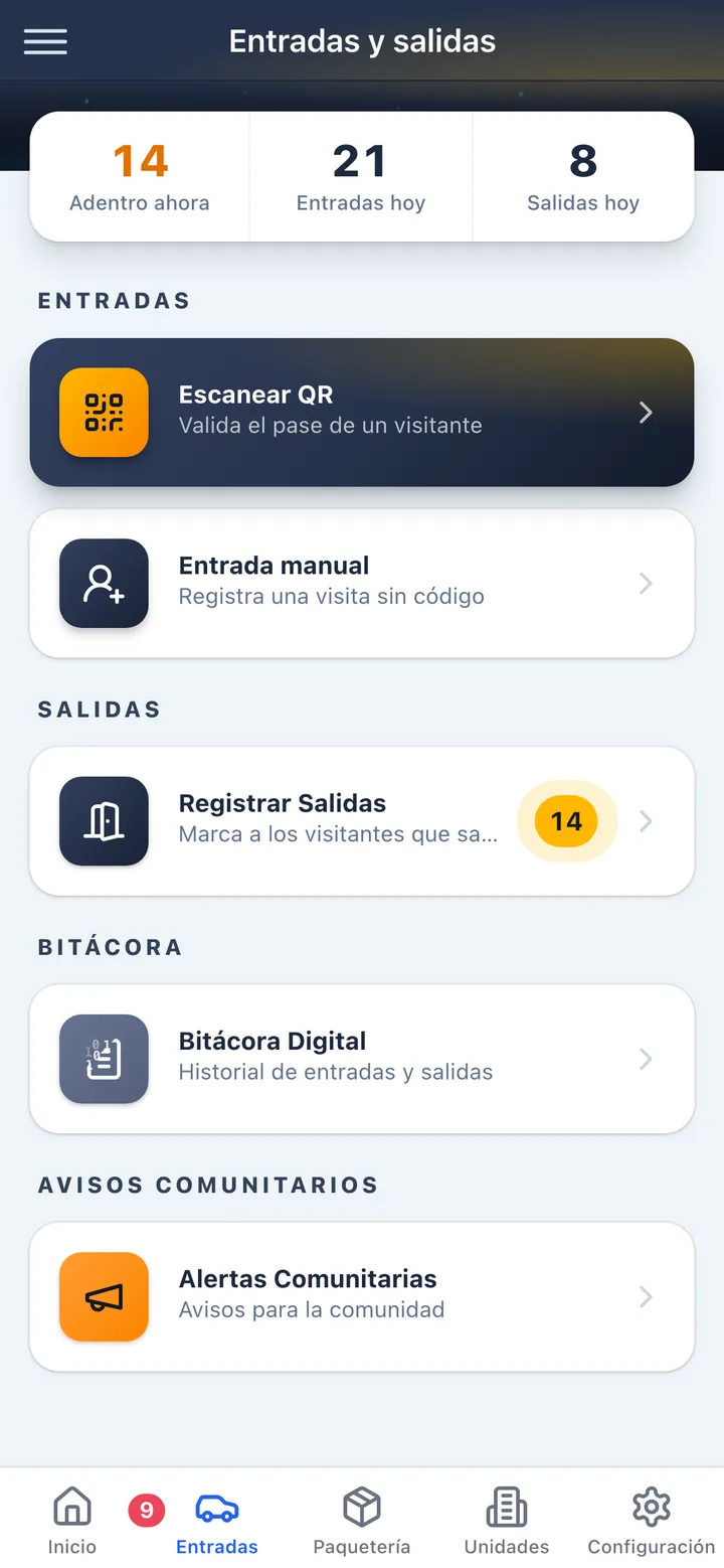 App de vigilancia Koti: entradas, salidas y bitácora digital