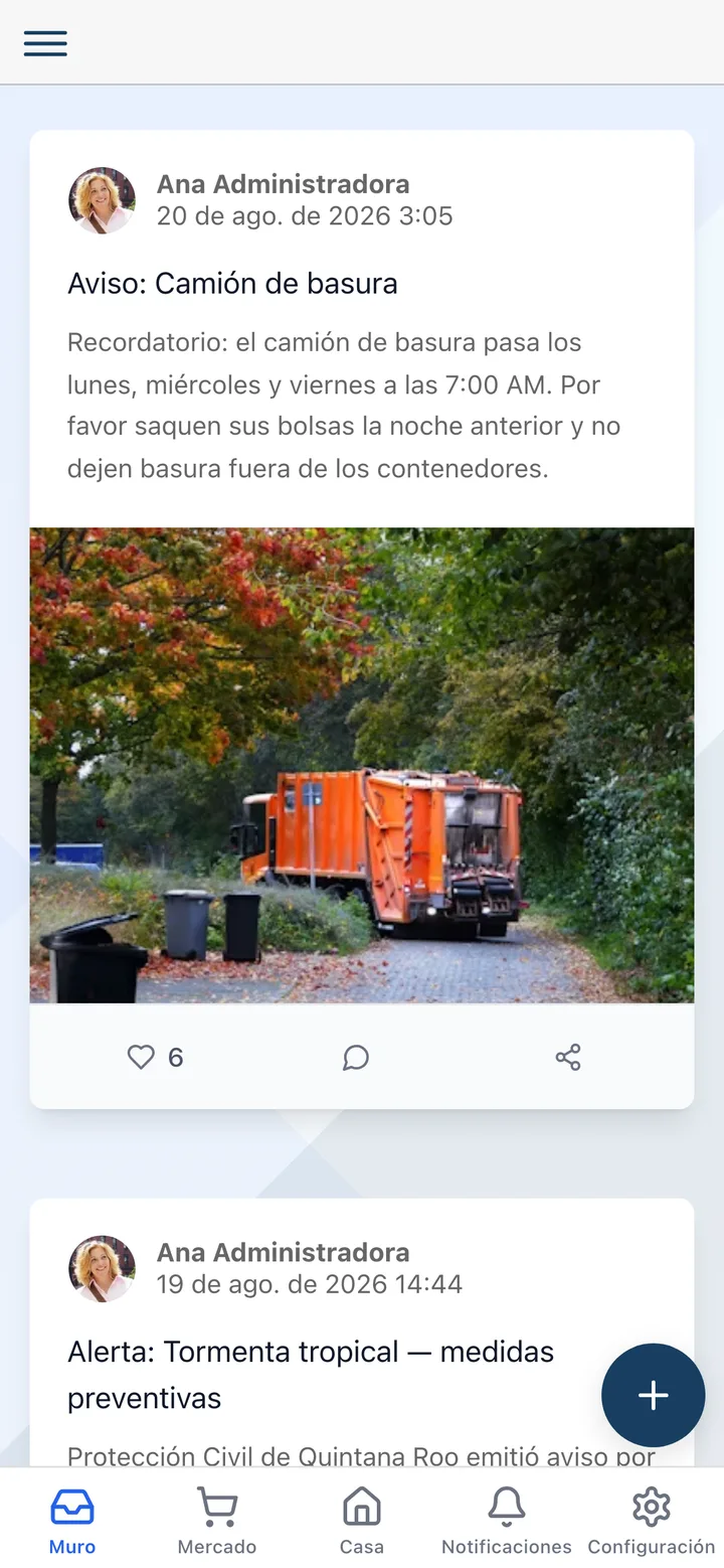 App Koti: muro social y avisos de la comunidad